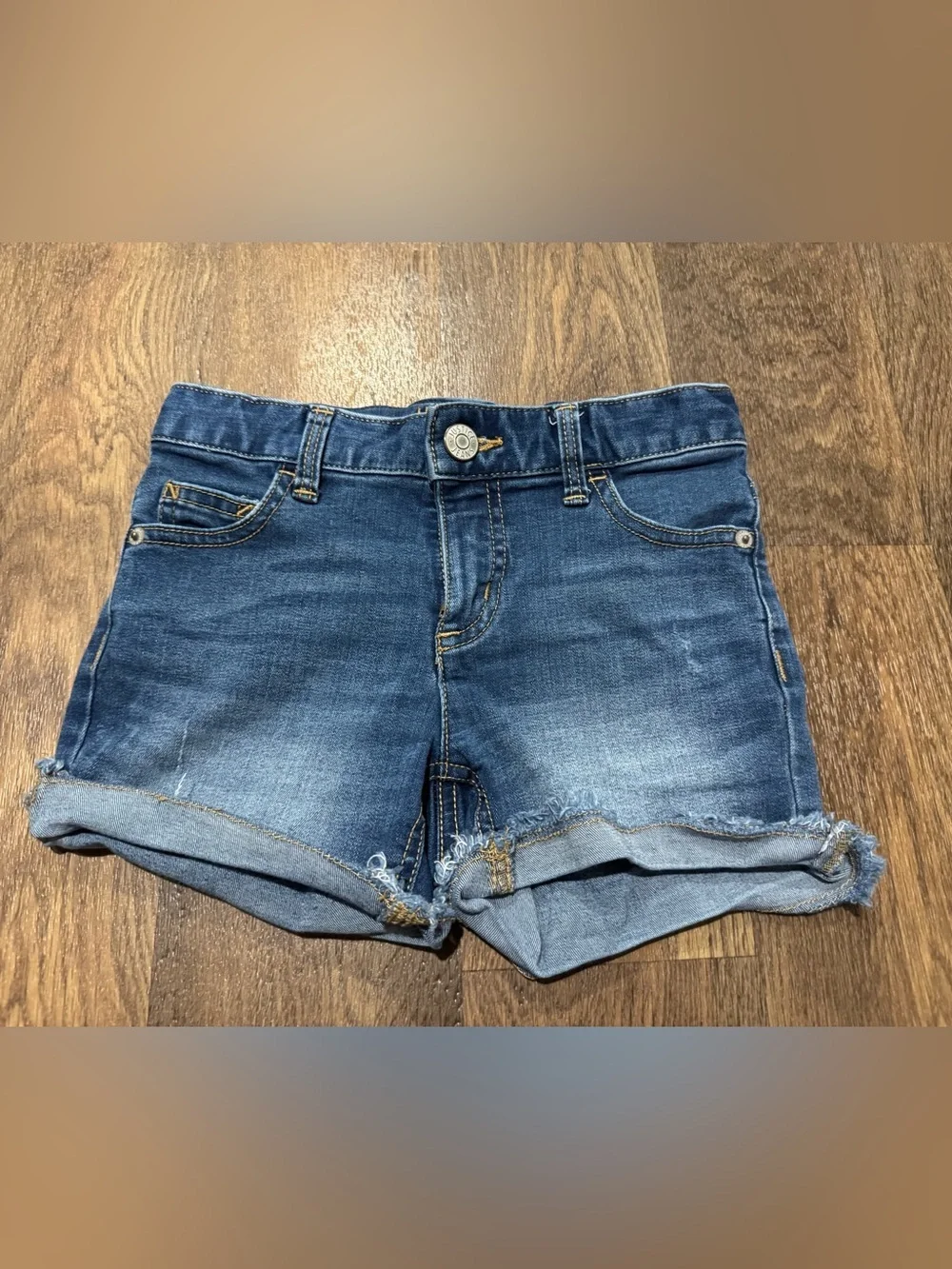 Justice Girls Blue Jean Cutoff Denim Short Size 12 Slim Shorts Dark Wash